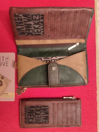 Cartera Anekke Tarjetero Marrón y Verde