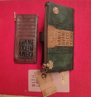 Cartera Anekke Tarjetero Marrón y Verde
