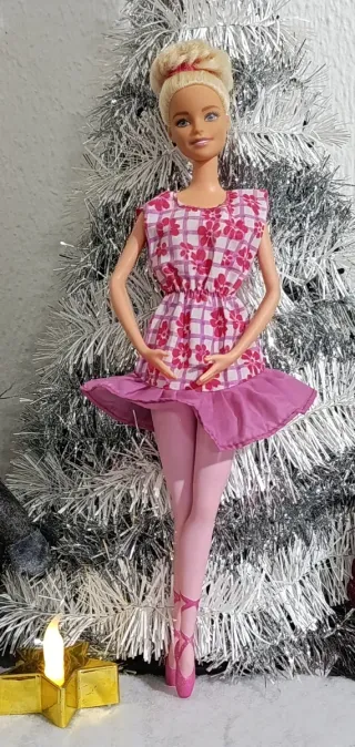 Barbie Bailarina Vestido Rosa Flores