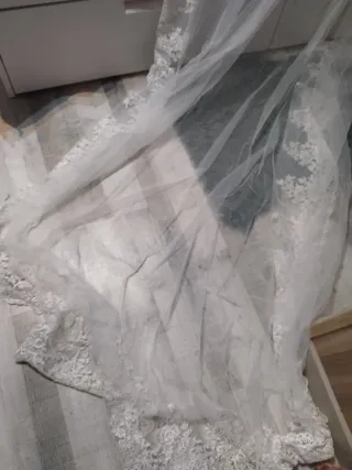 Velo de Novia Largo Encaje Blanco