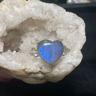 Anillo Corazón Labradorita Plata