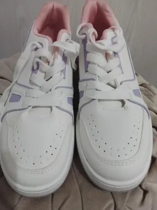 Zapatillas Mujer Talla 39 Blancas y Rosas