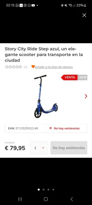 Patinete\patín nuevo  azul Story City Ride Step