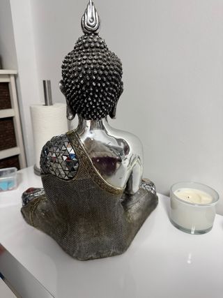 Statua di Buddha in Metallo e Pietra, Decorazione per la Casa