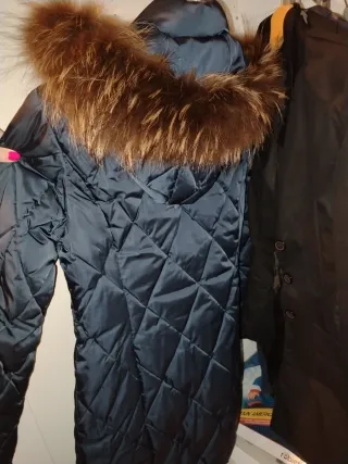 Giubbino donna blu con pelliccia