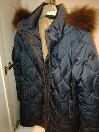 Giubbino donna blu con pelliccia