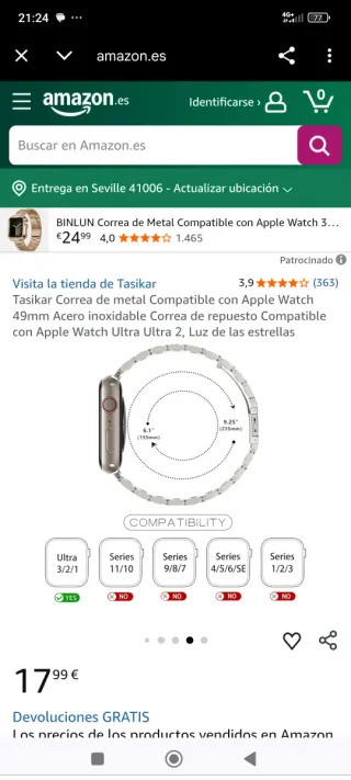 Correa de metal para Apple Watch