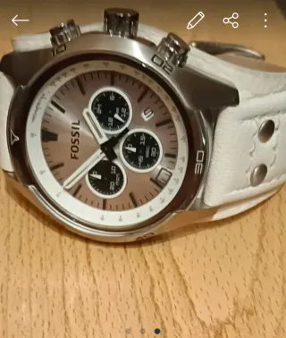 Reloj Fossil Cuero Blanco Cronógrafo