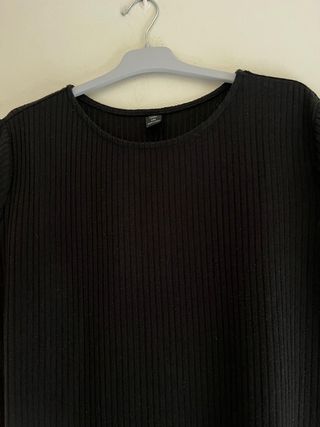 Blusa Shein Curve Canalé Botones Espalda XL Negro