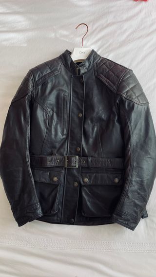 Giubbotto in pelle vintage Triumph nero