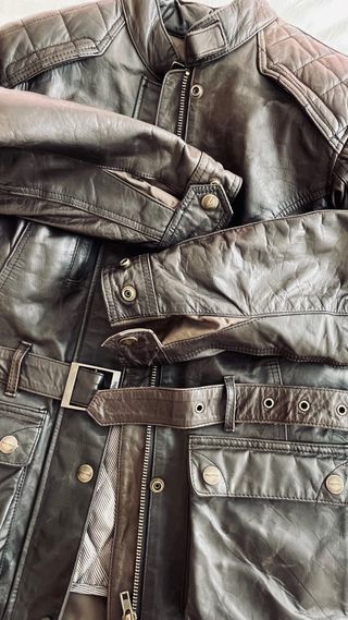 Giubbotto in pelle vintage Triumph nero