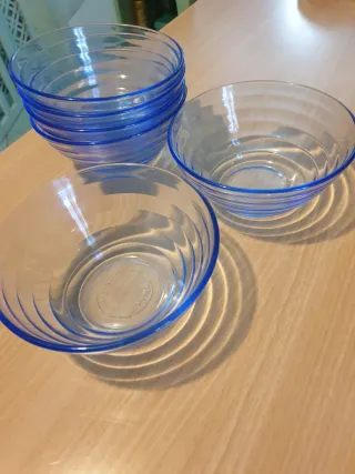 6 Ciotole Duralex Vetro Trasparente Blu
