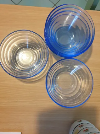 6 Ciotole Duralex Vetro Trasparente Blu