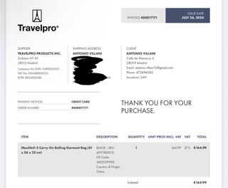 Valigia da viaggio TravelPro nera - abiti