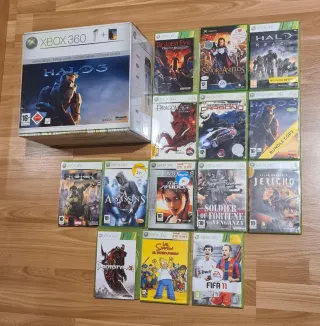 Xbox 360 Blanca + 15 Videojuegos + 2 Mandos