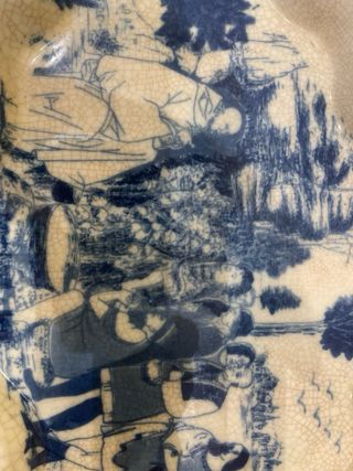 Juego cerámica azul y amarillo