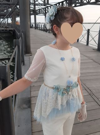 Traje de Comunión Blanco y Azul
