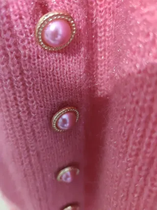 Cardigan donna rosa con bottoni perla taglia unica