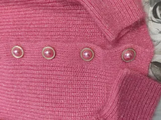 Cardigan donna rosa con bottoni perla taglia unica