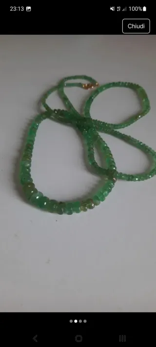 Collana vere gemme di smeraldo e oro 750