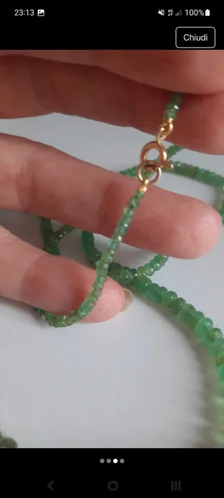 Collana vere gemme di smeraldo e oro 750