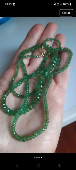 Collana vere gemme di smeraldo e oro 750