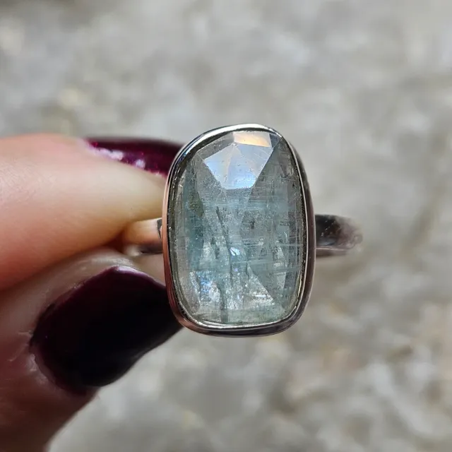 Anillo Plata 925 Cianita Aqua