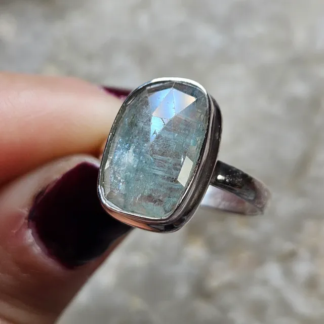Anillo Plata 925 Cianita Aqua