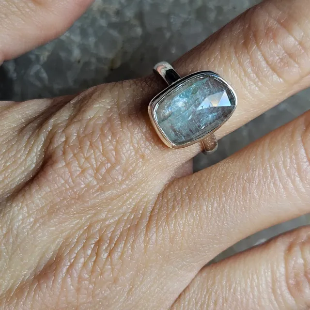 Anillo Plata 925 Cianita Aqua