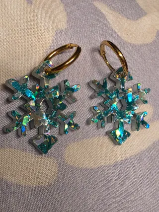 Pendientes Copo de Nieve Metacrilato ACERO