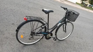 Bicicleta Negra con Cesta y Portabultos+33 7 45 94