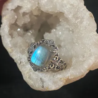 Anillo Plata Labradorita Natural