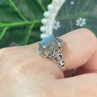 Anillo Plata Labradorita Natural