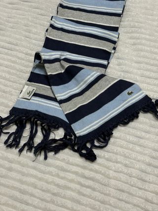 Bufanda Lacoste Rayas Azul Gris