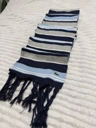 Bufanda Lacoste Rayas Azul Gris