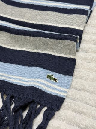 Bufanda Lacoste Rayas Azul Gris