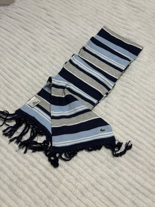Bufanda Lacoste Rayas Azul Gris
