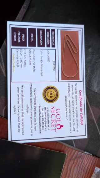 Cordón de oro 18 kilates