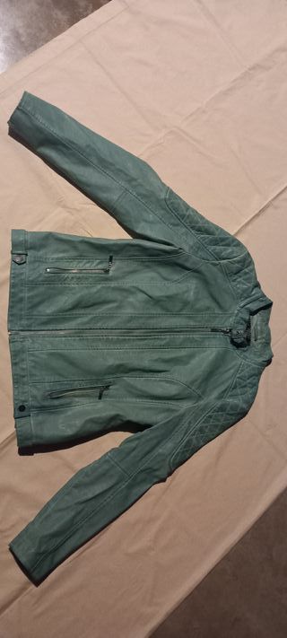 Giubbotto in Pelle Blu/Verde Vintage