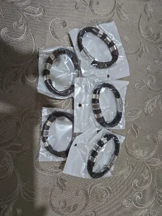 Pulseras Hombre Cuero Trenzado Plata