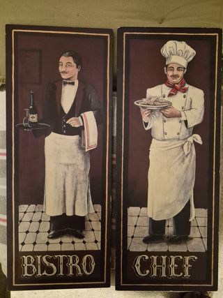 2 Quadri Decorativi Bistro e Chef