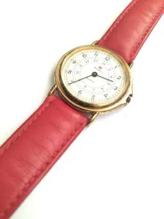Breil Vintage Anni 80 Orologio Dorato Rosso
