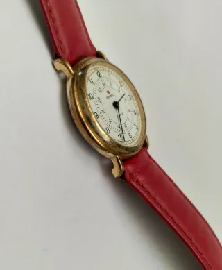 Breil Vintage Anni 80 Orologio Dorato Rosso