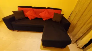 Sofá cama negro, Chaise Longue a la Izquierda