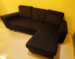 Sofá cama negro, Chaise Longue a la Izquierda