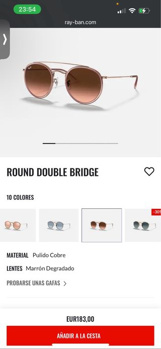 Gafas de Sol Ray-Ban Round Doble Puente Doradas