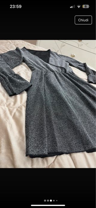 Vestito corto grigio glitterato