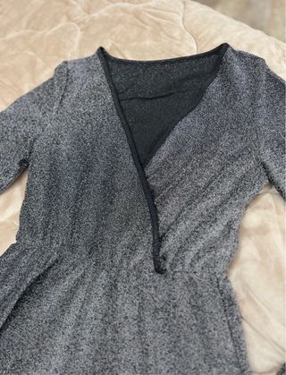 Vestito corto grigio glitterato