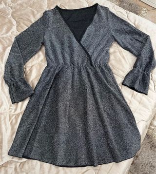 Vestito corto grigio glitterato