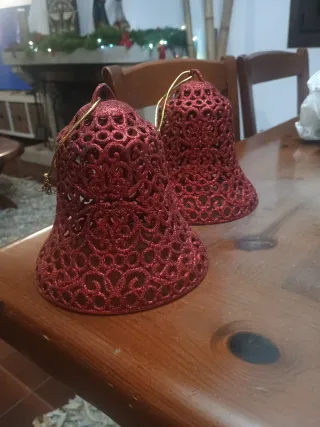 2 Campane Natalizie Rosse Decorative 16cm